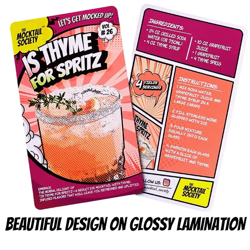 50 Mocktail Recipe Cards with Built-in Stand New in Box